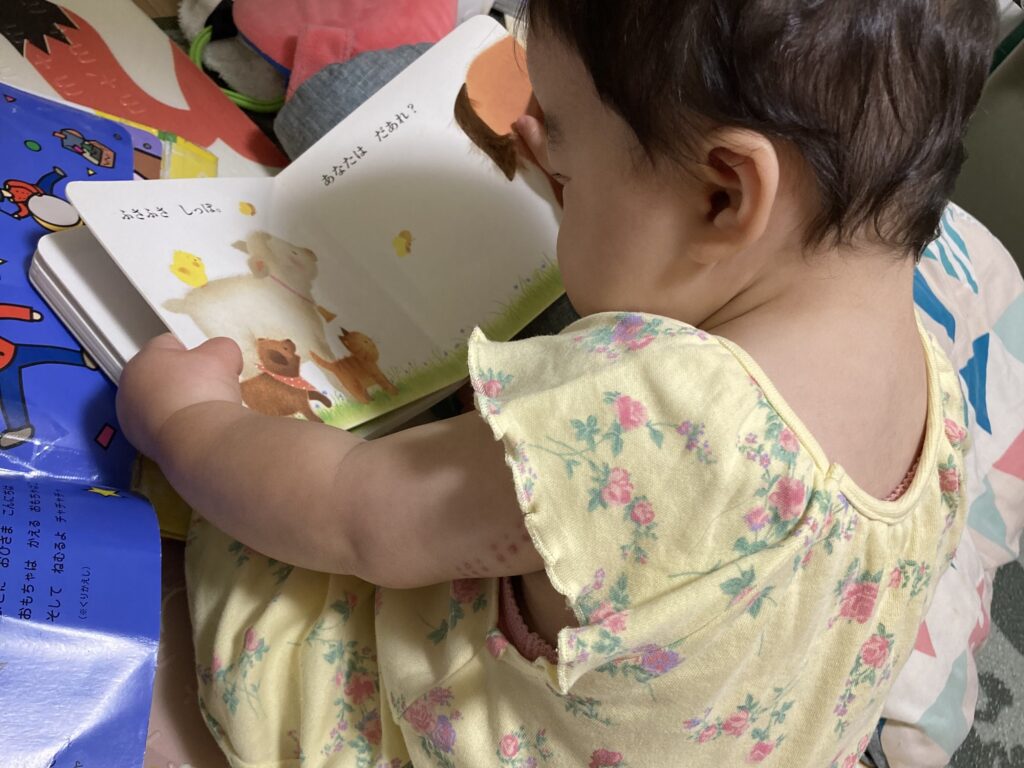 【前編】0歳〜1歳におすすめ！我が子が夢中になった知育絵本10選のぴよちゃんシリーズを読む赤ちゃん