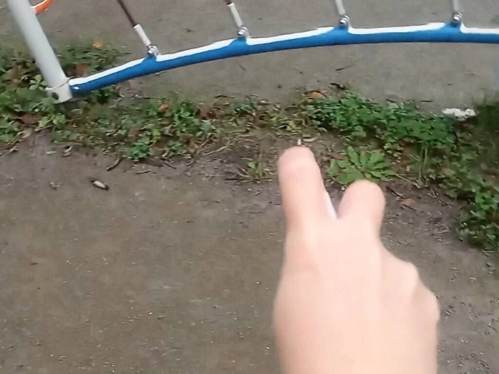 6歳子どもと公園で使う天然虫よけスプレーを地面に使う例