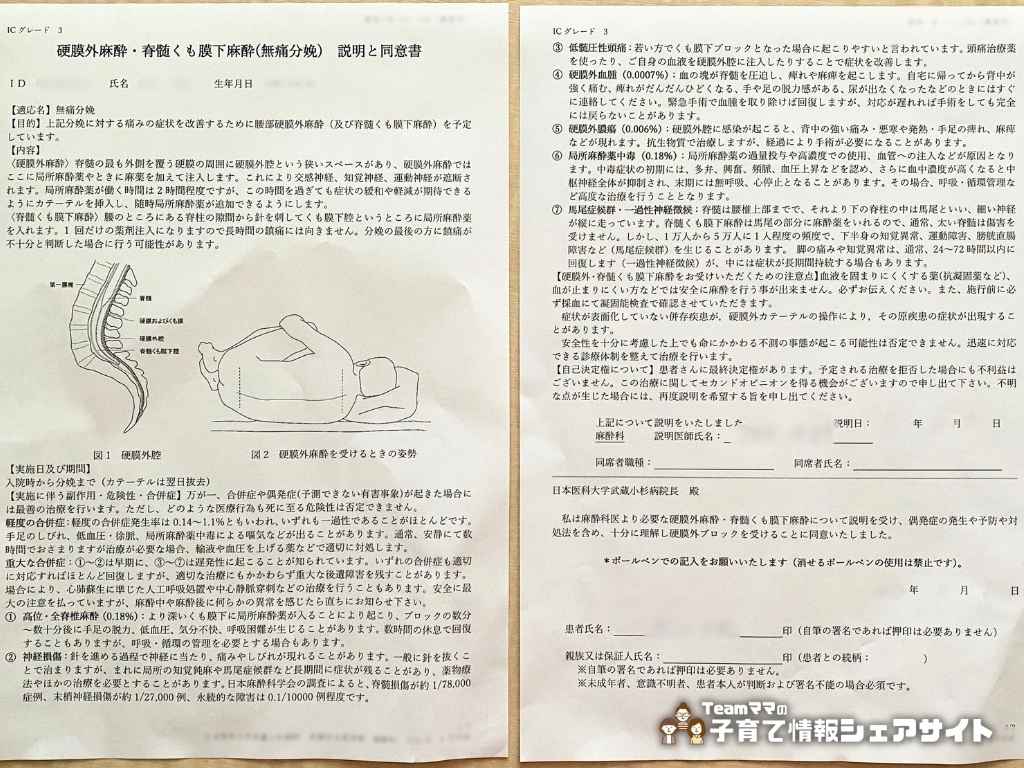 無痛分娩レポート|無痛分娩を選んだ理由|無痛分娩説明書