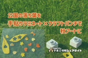 公園の落ち葉を手貼りラミネート×クラフトパンチで秋アートにのアイキャッチ
