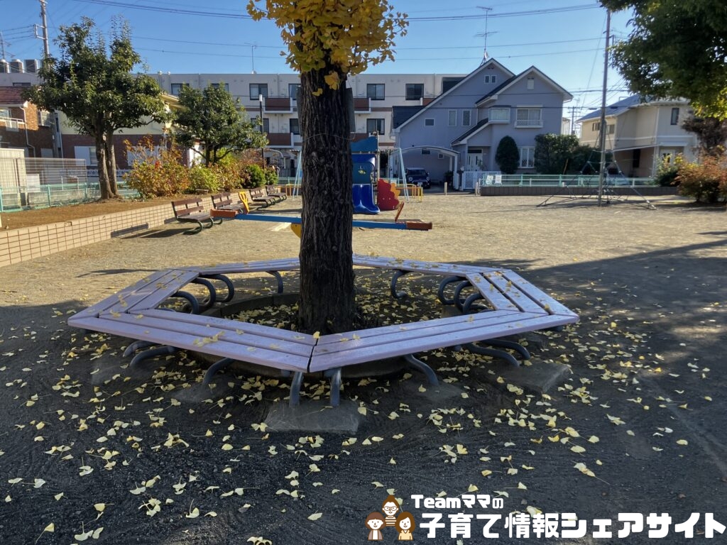 豊岡公園の六角形のベンチ