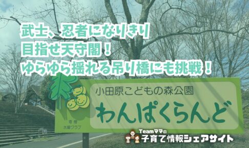 小田原こどもの森公園 わんぱくらんど 小田原城アドベンチャー・わんぱく大橋の看板